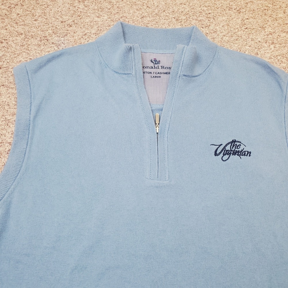 Donald Ross LOGO The Virginian Golf Large Cotton Cashmere Sweater Vest Blue